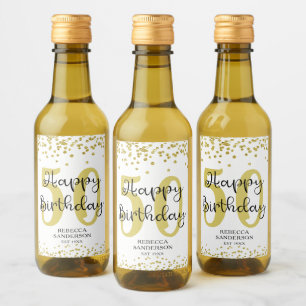 Modern Gold Glitter Confetti HAPPY 50th BIRTHDAY Wine Label