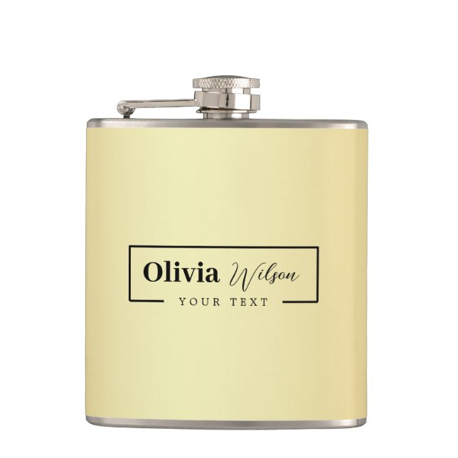 Modern Gold Glitter Custom Name Flask (Front)