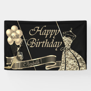 Modern Gold Glitter Dress Balloons,Glass,High Heel Banner