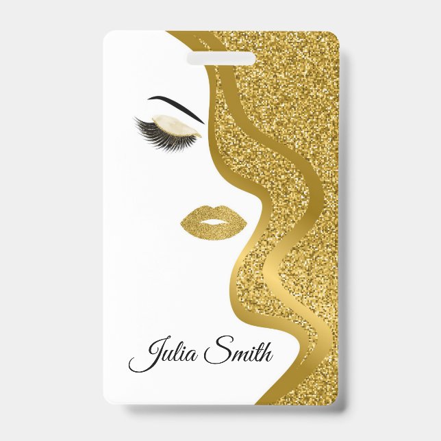 Modern Gold Glitter Effect  ID Badge (Front)