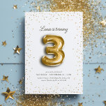 Modern Gold Glitter Foil Balloon 3rd Birthday Invitation<br><div class="desc">Invite friends and family to your little one's 3rd birthday party with this gold foil balloon birthday invitation.</div>