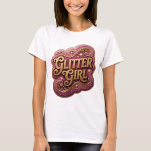 Modern Gold GLITTER GIRL Artistic Motif T-Shirt