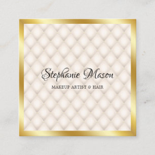 Modern Gold Glitter Ivory Makeup Artist Elegant Square Business Card