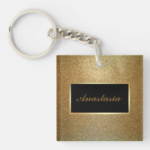Modern Gold Glitter Key Ring