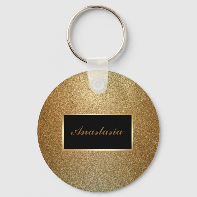 Modern Gold Glitter   Key Ring (Front)
