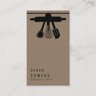 Modern Gold Glitter Knife & Whisk Bakery Business  Business Card