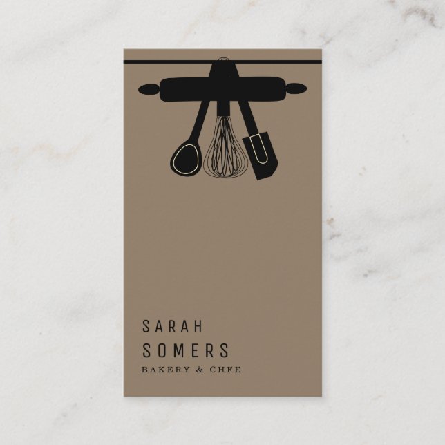 Modern Gold Glitter Knife & Whisk Bakery Business  Business Card (Front)