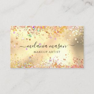 Modern Gold Glitter Makeup Artist Golden Business Card