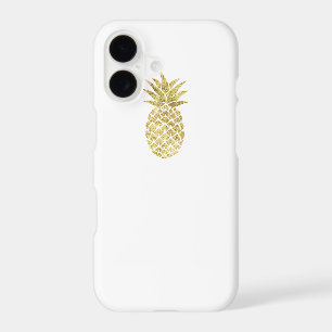Modern Gold Glitter Pineapple Logo Classy White