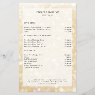 Modern Gold Glitter Salon Price List  Flyer