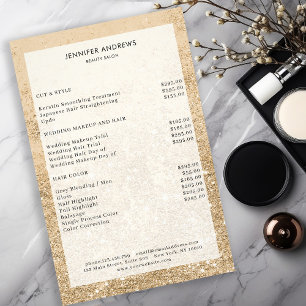 Modern Gold Glitter Salon Price List  Flyer