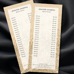 Modern Gold Glitter Salon Price List  Rack Card