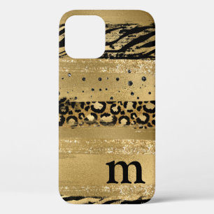 Modern Gold Glitter Script Monogram Case
