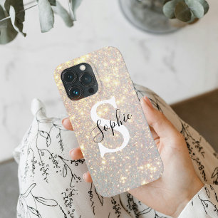 Modern Gold Glitter Spark    Personal Initial  iPhone 13 Pro Case