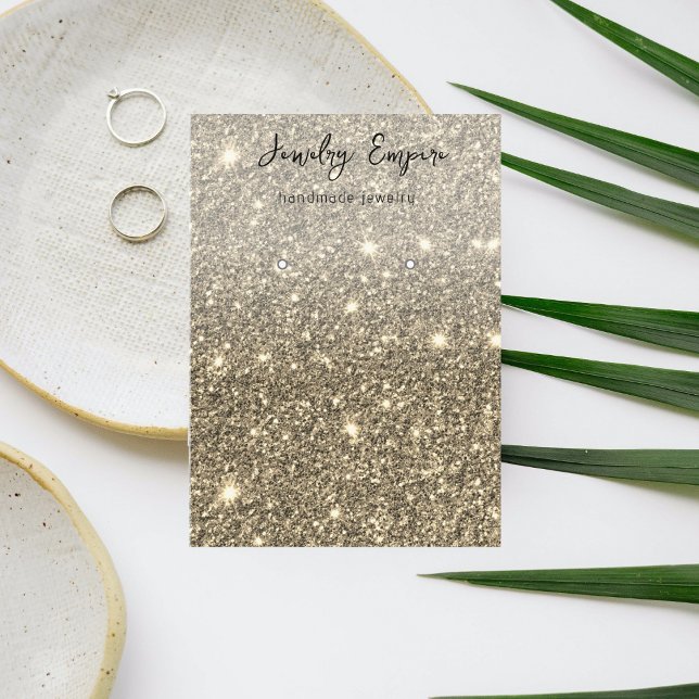 Modern Gold Glitter Sparkles Earning Holder Business Card (Creator Uploaded)