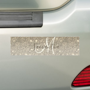 Modern Gold Glitter Sparkles Personalised Name Bumper Sticker