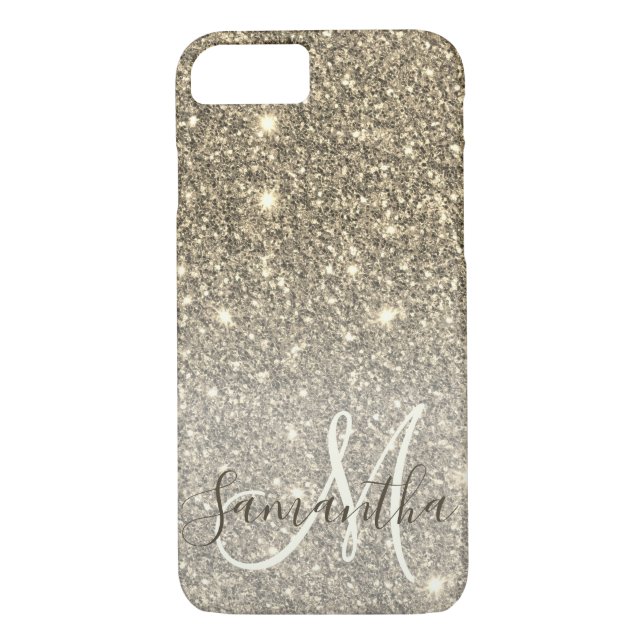 Modern Gold Glitter Sparkles Personalised Name Case-Mate iPhone Case (Back)