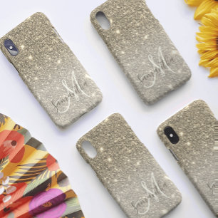 Modern Gold Glitter Sparkles Personalised Name iPhone XS Max Case
