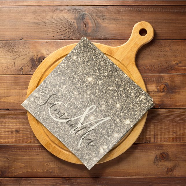 Modern Gold Glitter Sparkles Personalised Name Tea Towel (Creator Uploaded)