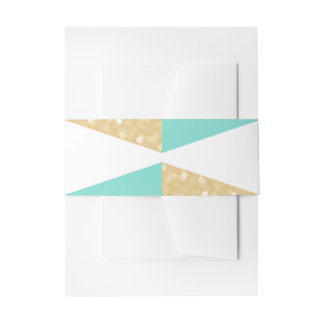 Modern Gold Glitter & Teal Wedding Belly Bands Invitation Belly Band