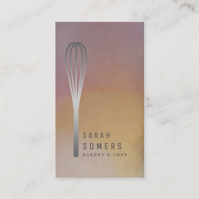 Modern Gold Glitter Whisk Bakery Business Card (Front)
