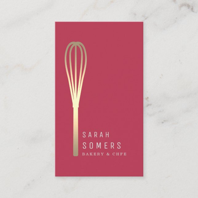 Modern Gold Glitter Whisk Bakery Business Card (Front)