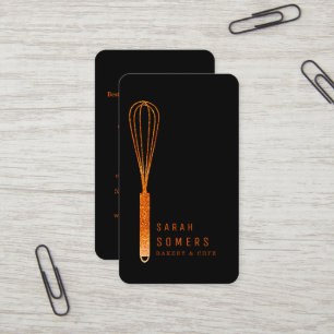Modern Gold Glitter Whisk Bakery Business Card