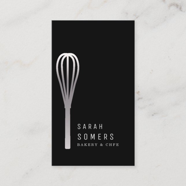 Modern Gold Glitter Whisk Bakery Business Card (Front)