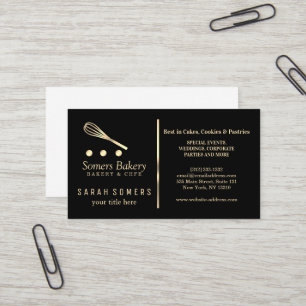 Modern Gold Glitter Whisk Bakery Business Card