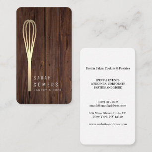 Modern Gold Glitter Whisk Bakery Business Card