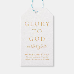 Modern Gold Glory to God Religious Christmas Gift Tags