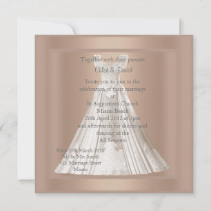 MODERN GOLD GOWN WEDDING INVITATION