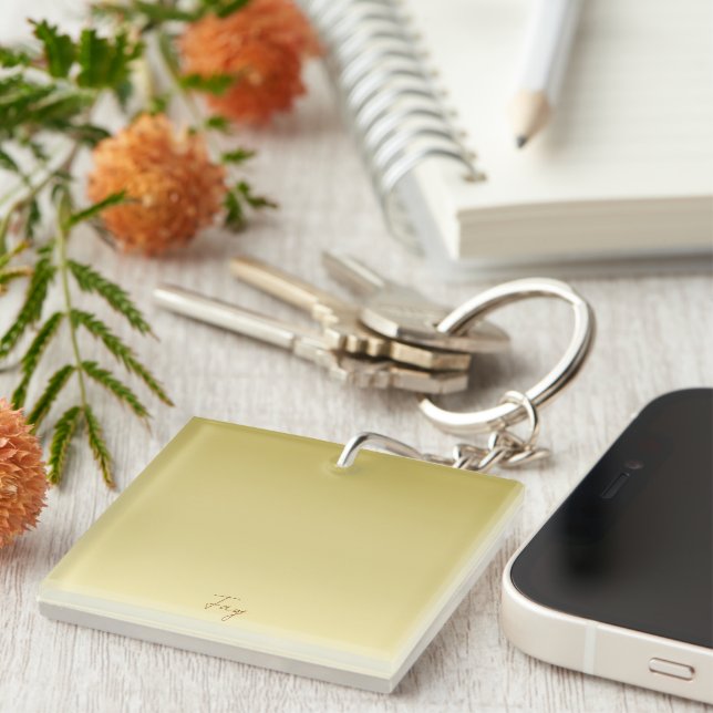 Modern gold gradient Luxury typography name Key Ring (Front Right)