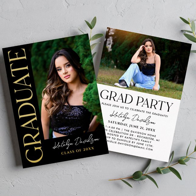 Modern Gold Graduate Photo Graduation Party (Creator Uploaded)