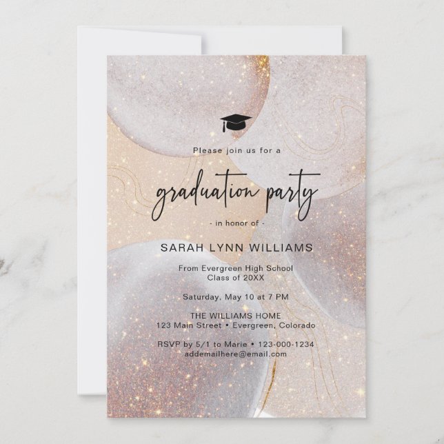 Modern Gold Graduation Party Invitation (Front)