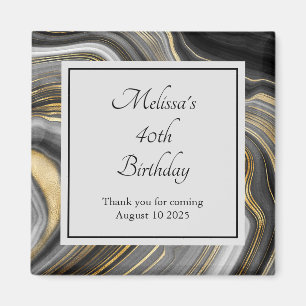 Modern Gold & Gray Agate Geode Mineral Birthday Magnet