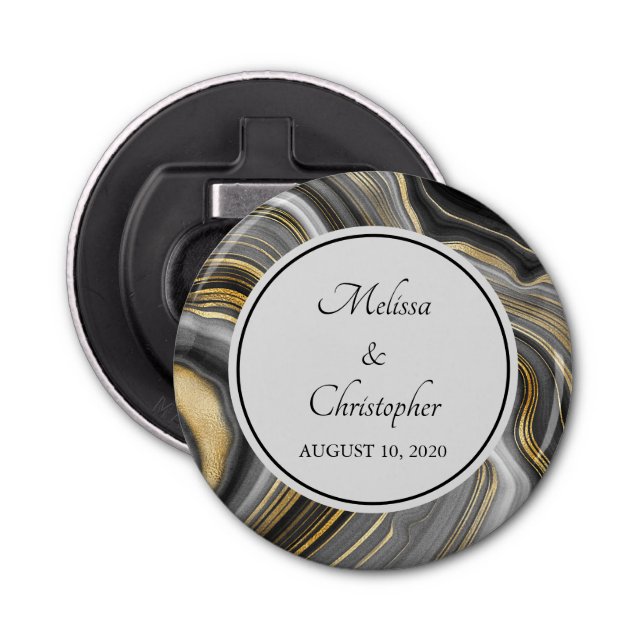 Modern Gold & Grey Agate Geode Bottle Opener (Front)