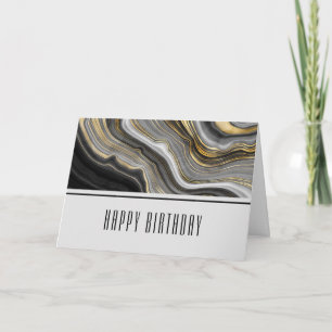 Modern Gold & Grey Agate Geode Gemstone Birthday Card