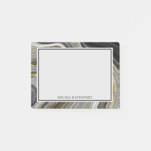 Modern Gold & Grey Agate Geode Mineral Abstract Post-it Notes