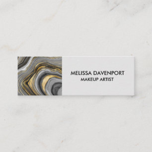 Modern Gold & Grey Agate Geode Mini Business Card