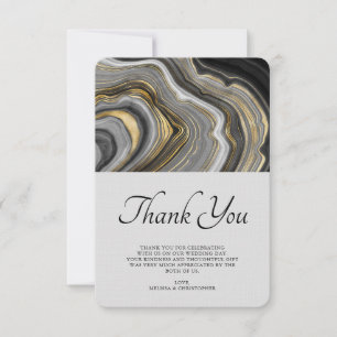 Modern Gold & Grey Agate Geode Pattern Thank You