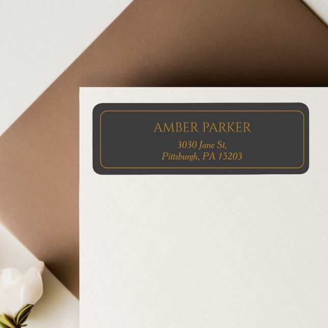 Modern Gold Grey Border Return Address Label (Creator Uploaded)