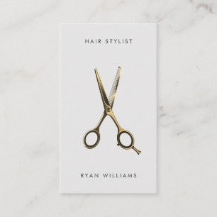 Modern gold hair stylist salon scissor minimalist business card