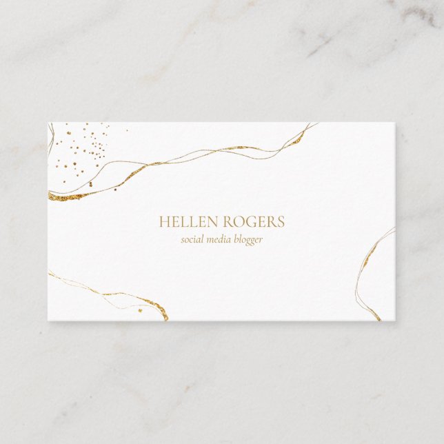 Modern gold hand-drawn lines business card (Front)