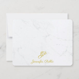 Modern Gold Handwritten Script Name Stationery Card
