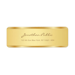 Modern Gold Handwritten Script Text Template Chic Return Address Label