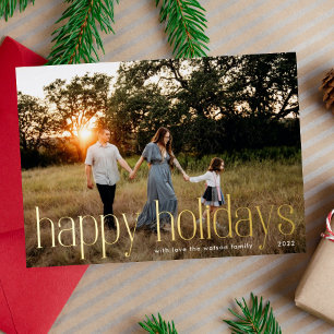 Modern GOLD Happy Holidays Photo Foil Holiday