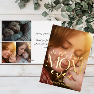 Modern gold happy Mother's day photo Foil Holiday Card