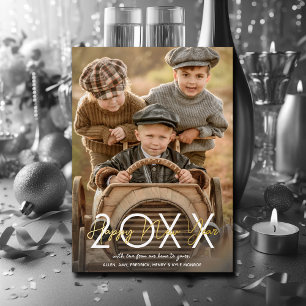 Modern Gold Happy New Year Photo Foil Holiday Card