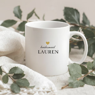 Modern Gold Heart Bridesmaid Gift Coffee Mug